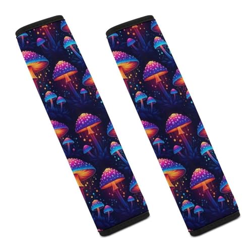 2 Pack Black Neon Mushroom Car Seat Straps Shoulder Pads Breathable Shoulder Protector for Elderly Support, Most Cars, Pressure Relief - color: Pattern 1144