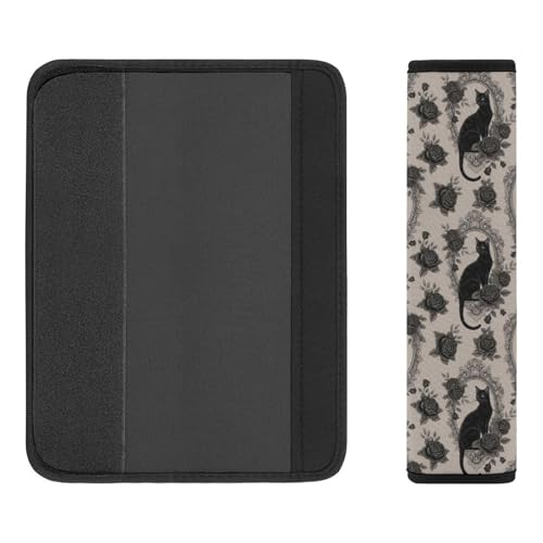2 Pack Goth Black Cat Car Seat Belt Pad Soft Padded Seat Belt Cushion for Child, Stroller Pushchair High Chair, Shock Absorption - color: Pattern 1228