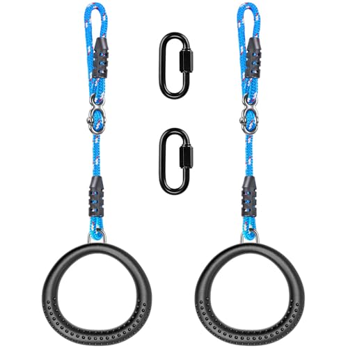 SELEWARE Trapeze Swing Rings, Non-Slip Gymnastic Rings Pull Up Exercise Rings for Home Gym Playground Ninja Warrior Obstacle Course Training Workout - color: 2-pack Trapeze Rings With 3.5 Ft Adjustable Ropes