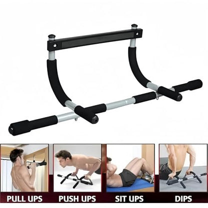 Doorway Pull Up Bar, No‑Drill Multi‑Grip Chin‑Up Bar, Heavy‑Duty Steel, 330 LBS Weight Capacity, Fits 19‑32 Inch Standard Door Frames, Home Gym Strength Training Equipment for Pull‑ups Push‑ups