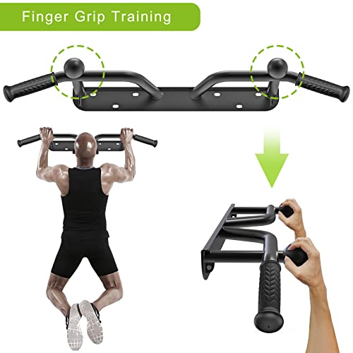 SELEWARE Heavy Duty Welded Pull Up Bar Wall/Joist/Ceiling Mount Chin Up Bar | Multifunctional Pull-up Bars w/Resistance Band Hooks for Home Gym Strength Training, Sturdy Steel Construction Support 500 lb - color: C2: Black Wall Mount Pull Up Bar