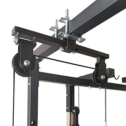 Power Rack Pulley Attachment, LAT Pulldown Machine - Cable & Weight Dual Pulley System for Home Gym Strength Training, Power Racks - color: Style 1