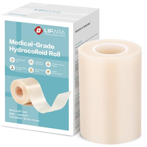 LIFARA Hydrocolloid Roll for Wound Care - Cut-to-Size, Hydrocolloid Patch Bandages with Self-Adhesive, Ultra Absorbent & Waterproof, First Aid Kit Essential (19.7mil/ 0.5mm Thickness, 3in*10ft) - size: 3in*10ft, 19.7mil/ 0.5mm Thickness