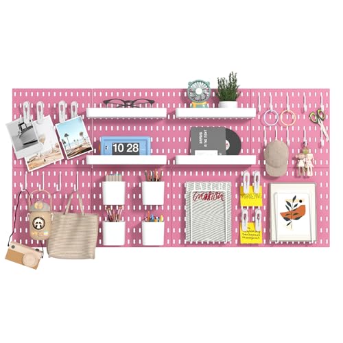 22"x44" Plastic Pegboard Panels Durable Modular Organizer Boards for Wall Storage, Garage, Workshop & Craft Room – Lightweight & Easy to Install - color: Pink