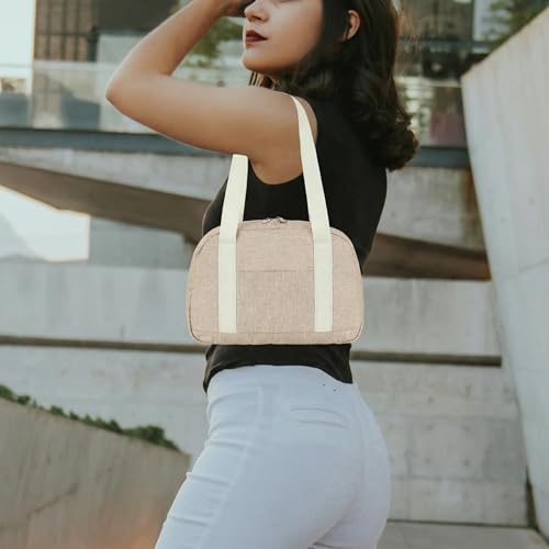 Mini Gym Bag for Women Girls, 12 inch Small Gym Tote, Lightweight Small Carry On Duffle Bag for Travel Sports - color: Beige