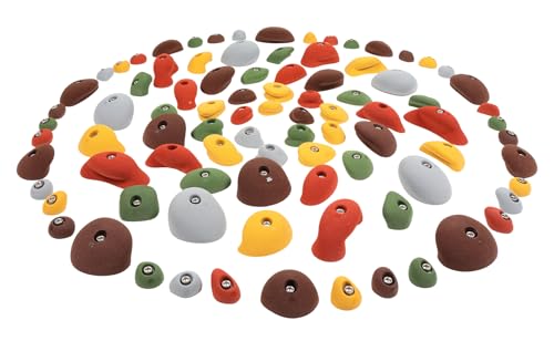 Atomik Rock Climbing Holds Set of 90 Bolt-On Steep Walls in Assorted Earth Tones