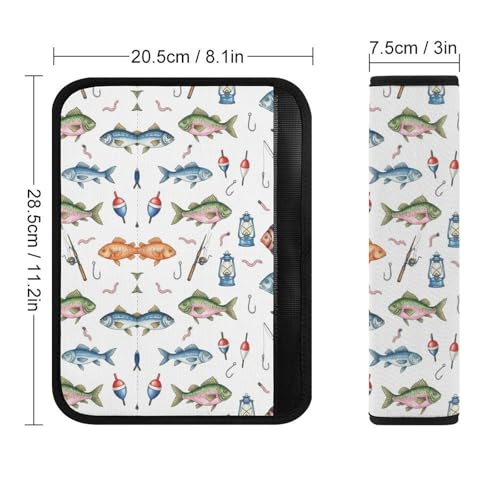 2 Pack Universal Fit Seat Belt Cover for Child, Stroller Pushchair High Chair, Fish Ocean Animal Art Automotive Seat Belt Protector, Pressure Relief - color: Pattern 890