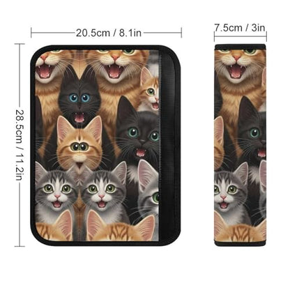 2PCS Cute Cats Cat Seat Belt Cover Breathable Automotive Seat Belt Protector for Adult Use, Most Cars, Pressure Relief - color: Pattern 977