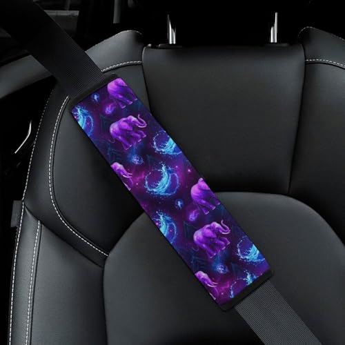 Universal Fit Elephant Purple Print Seat Belt Shoulder Pad for Adult Use, Most Cars, 1 Pair Harness Pads Strap Anti-Slip Pad - color: Pattern 1187