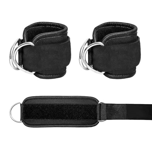2 Pcs Wrist Cuffs Lifting Straps with D Rings for Cable Machine, Adjustable Gym Weightlifting Straps