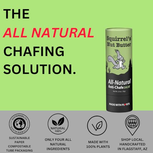 Squirrel's Nut Butter Anti Chafe Composable Tube, Natural & Vegan, 2 oz | Long-lasting anti-chafe protection in eco-friendly compostable tube. Natural, vegan friendly formula for every adventure. - size: 2.0 Ounce