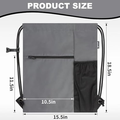 HOLYLUCK Men & Women Outdoor Sport Gym Sack Waterproof Drawstring Backpack Bag (Standard with drawstring, dark grey) - color: Dark Grey, style: Standard With Drawstring