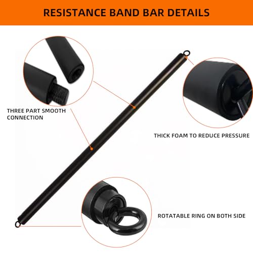 Resistance Band Bar Adjustable Three Part for Full Body Workout | Pilates Portable Lifting Fitness Bar Help to Enhance Core Muscles, Improve Focus Power and Strength Indoor and Outdoor