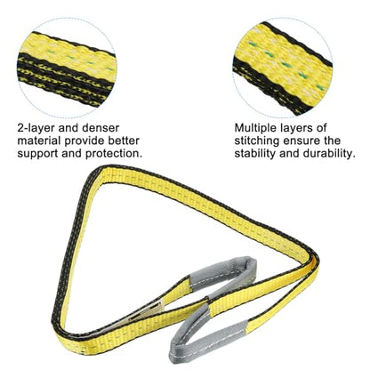 PATIKIL Lift Strap 1" x4', 2-Ply Polyester Tie Down Web Straps 3100lbs Capacity for Lifting Moving Rigging Hoisting, Yellow - size: 1"x4'