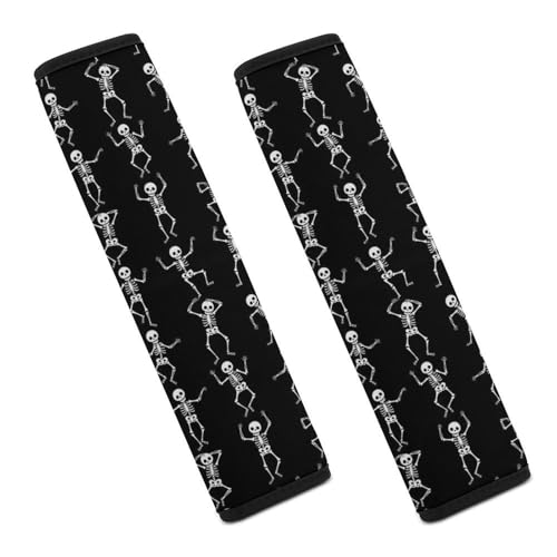 2 Pack Halloween Horror Gothic Spooky Sugar Skull Skeleton Bones Seat Belt Shoulder Pad Universal Soft and Comfortable Shoulder Protector for Kids, Most Cars, Pressure Relief - color: Pattern 671