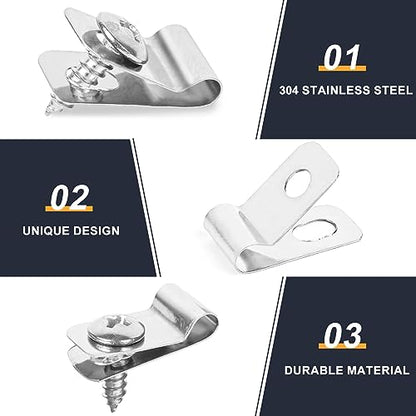 120 Pcs Fence Wire Clamps Stainless Steel Fencing Mounting Clips With120 Pcs Stainless Steel Screws for 12-16 Gauge Welded Wire to Wood, Metal or Vinyl Fence(X120 Kit) - size: x120 Pcs
