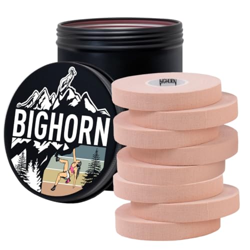 Bighorn Athletics Climbing Finger Tape with Retro Design Female Climber Tin Canister, 0.5-Inch x 45-feet, 8-Rolls, Nude - color: Nude