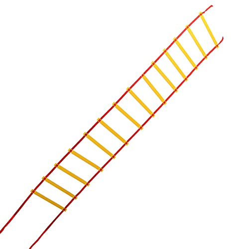 14 Rung Agility Speed Training Ladder for Soccer, Football and Fitness with Storage Bag, Durable PP Plastic and High-Density Braid Belt, Includes Portable Carry Case