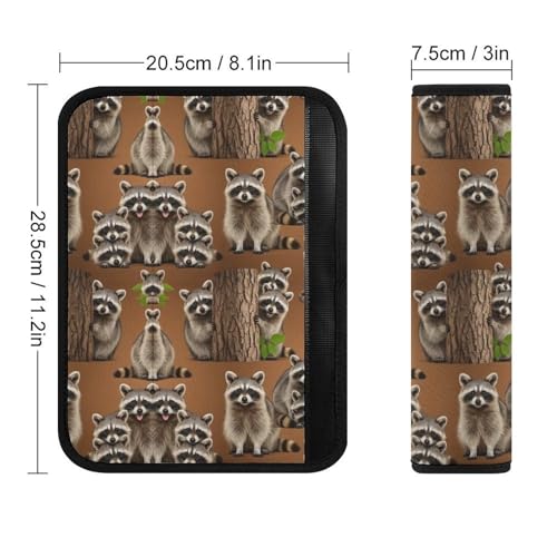 2PCS Cute Raccoon Wild Animal Seat Belt Cover Soft Padded Neck Strap Covers for Kids, All Vehicles, Comfortable Driving - color: Pattern 326