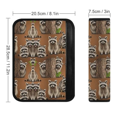 2PCS Cute Raccoon Wild Animal Seat Belt Cover Soft Padded Neck Strap Covers for Kids, All Vehicles, Comfortable Driving - color: Pattern 326