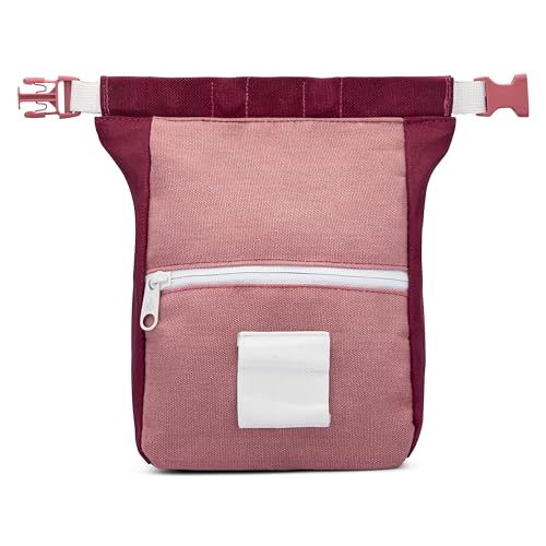 Oso Supply Co - Kulshan Bouldering Bucket, Large Size Chalk Bag for Rock Climbing, Chalk Pot with Magnetic Roll Down Closure, Brush Loop, Zippered Pockets for Climbers - color: Merlot