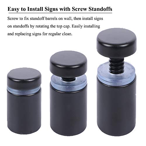 Osring 3/4 x 2 Inch Sign Standoff Mounting Hardware, Black Screw Standoffs Wall Supporting Acrylic Board, Glass Panel and Plexiglass Picture, 8 Pack - size: 3/4"x2"
