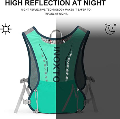 INOXTO Running Hydration Vest Backpack,Lightweight Insulated Pack with 1.5L Water Bladder Bag Daypack for Trail Hiking Running Cycling Race Marathon for Women Men - color: Blue green
