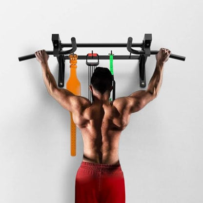 Multi-Position Wall-Punched Pull-Up Bar, Multi-Function Storage Hook Indoor Exercise Fitness Equipment, Strength Training Bar with Adjustable Handles, Load-Bearing 300 Kg