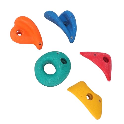 5Pcs Climbing Holds, Colorful Resin Fiber Kids Climbing Rocks, Indoor Outdoor Holds with Mounting Accessories