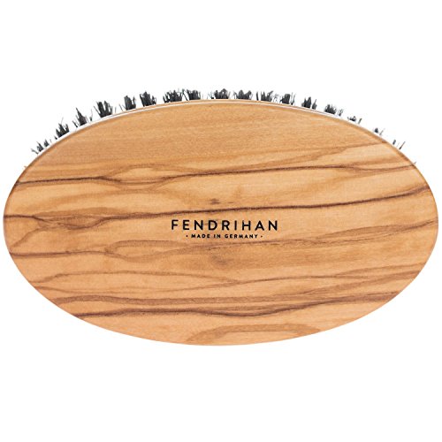 Fendrihan Genuine Boar Bristle and Olivewood Military Hair Brush, MEDIUM STIFF Bristle, Made in Germany - color: Olivewood