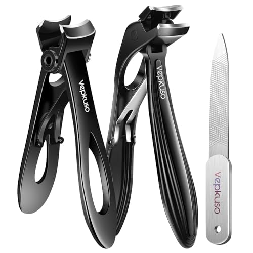 Toenail Clippers for Seniors & Thick Nails | Heavy Duty Stainless Steel, Wide Jaw, Men, Women, Elderly, Manicure Set