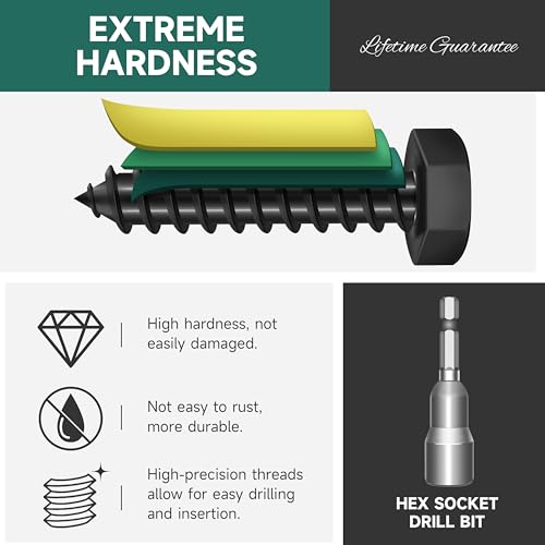 EASTPUK (10Sets) 3/8" x 2" Hex Head Lag Screws & 50PCS 3/8-16 T-Nuts Zinc Plated Steel Nutserts, 4-Pronged Tee Nut for Wood, Heavy Duty Lag Bolts with Washers, Rock Climbing Holds 3/8-16 T Nuts