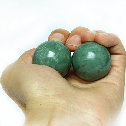 BRABUD 1.57in Marble Green Baoding Balls, Hand Exercise Massage Balls | Chinese Health Hand Balls, Stress Relieve, Therapy Balls, for Small Hands, with Box - size: 1.57 Inch (Pack of 2)