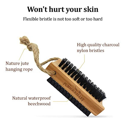 Travel Foot Care Kit – Callus Remover Foot Cream Travel Pack + Wooden Cleaning Finger Nail Brush with Nylon Charcoal Bristles & Hanging Rope