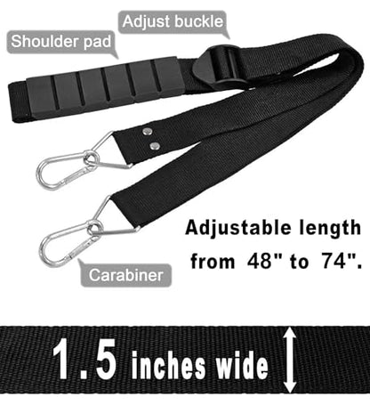 Heavy Duty Shoulder Strap, Supports Weight up to 100 lbs, Adjustable 48" to 74", Multi-Purpose Shoulder Belt with Metal Carabiners for Moving Straps & Replacement for Bags and Luggages
