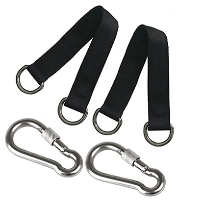 Tree Swing Straps,9.8inches Tree Swing Hanging Kit Short Hanging Straps Holds 440 lbs with Heavy Duty Safety Lock Carabiner Hooks for Hammock, Plank - color: straps with safety lock Carabiner