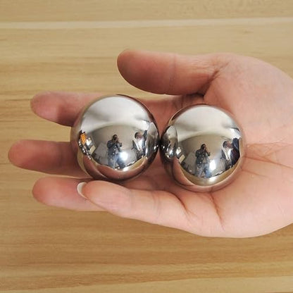 Stainless Steel Baoding Balls Set, 2 Inches Chinese Health Balls, Metal Stress Relief Hand Massage Balls No Chime for Hand Exercise, Hands Therapy - size: Large-2"