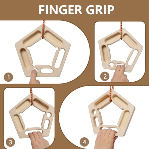 Climbing Hangboard for Rock Climbing Training – Wooden Fingerboard with Multi-Grip Design – Strengthen Fingers & Grip – Easy Mount for Home & Gym - color: Brown 3