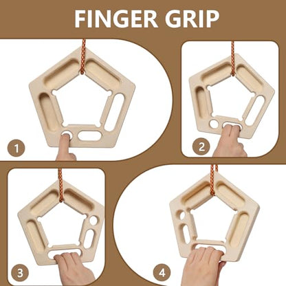 HRVEOCEI Climbing Hangboard for Rock Climbing Training – Wooden Fingerboard with Multi-Grip Design – Strengthen Fingers & Grip – Easy Mount for Home & Gym - color: Brown 3