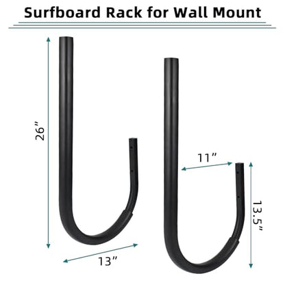 SUP Paddle Board and Kayak Storage Rack,Surfboard Wall Mount and Kayak Rack | Garage Ceiling Wall Storage Racks,Heavy-Duty Paddle Board Organizer,Up to 10" Thick and 50 lbs Max,Hang 1-3 Surf or SUP Board - style: 1 Set