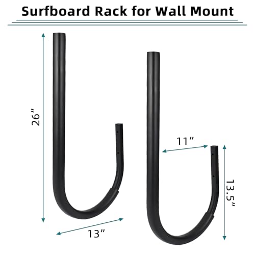 SUP Paddle Board and Kayak Storage Rack,Surfboard Wall Mount and Kayak Rack | Garage Ceiling Wall Storage Racks,Heavy-Duty Paddle Board Organizer,Up to 10" Thick and 50 lbs Max,Hang 1-3 Surf or SUP Board - style: 2 Set