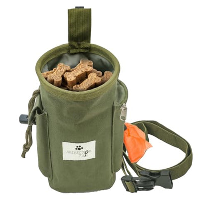 INSPECTOR TAIL Dog Treat Pouch for Training, Drawstring Bag, Hands Free | 2 Cup Tote, 4 Ways to Wear, No Bounce, Pull-Out Liner, Pockets for Snacks, Poop Bags & Keys, Pet Walking & Rewarding Holder