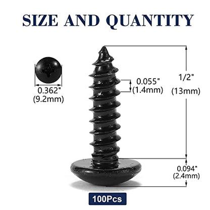 #8 x 1/2" Wood Screw 100Pcs Truss Head Phillips 18-8 (304) Stainless Steel Fast Self Tapping Screws Black Oxide by SG TZH - size: #8 x 1/2"