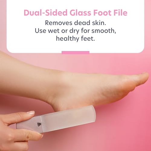 Bona Fide Beauty Czech Glass Gift Set: Foot File, Nail File, Cuticle Pusher | Rose color set: genuine Bohemian crystal glass set includes protective cases and sleeves. Reusable and easy to clean. - color: Rose Gold