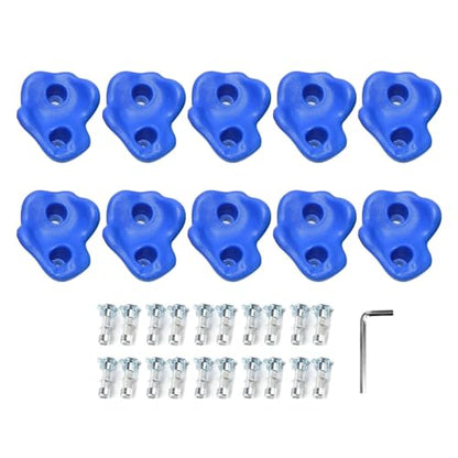 Keenso Rock Climbing Holds, PE Rock Wall Hold Set 12PCS with Screws and Wrench, Ergonomic Grip, 80kg Capacity, 12.5 X 10cm, for Indoor Outdoor Kids Adults Training - color: Blue