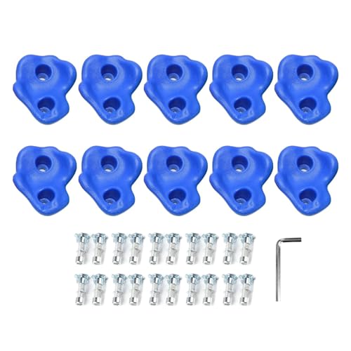 Pilipane Rock Climbing Holds PE Ergonomic Comfortable Hand Feeling Climbing Wall Grips for Indoor Outdoor Kids Adults 10PCS (Blue) - color: Blue