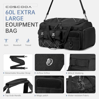 3 in 1 Tactical Gym Bag Carry On Luggage 22x14x9 Airline Approved - color: Black Red, size: 50L