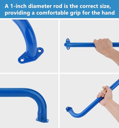 BiJun 17 Inch Monkey Bars Heavy Duty Metal Playground Handles,Blue 4 Pack | Indoor Outdoor Ceiling Grab Bars,Anti-Rust Steel,300LBS Capacity,for Backyard Climbing Frame Treehouse Wall Ladder - color: Blue-4pcs