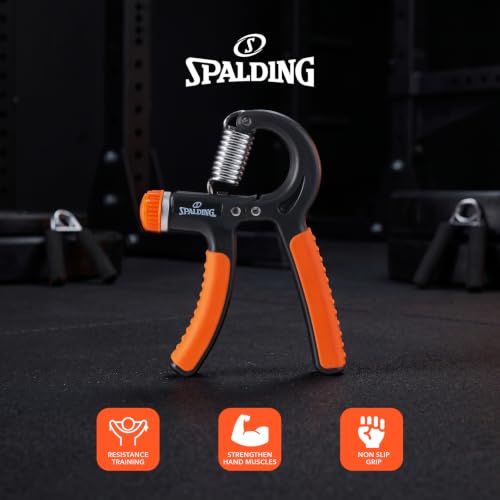 Spalding - Adjustable Hand Grip Strengthener, 22-88 lbs Resistance Hand Gripper for Forearm Wrist Finger Training, Anti Slip Ergonomic Handle Grip Trainer for Home Gym Fitness