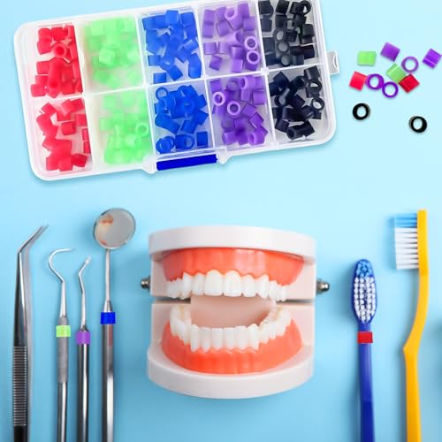 200 Pcs Dental Code Rings, 6mm Silicone Non-Toxic Orthodontic Rings Accessory, 5 Vibrant Colors, Autoclavable Instrument Identification System for Dental Clinics